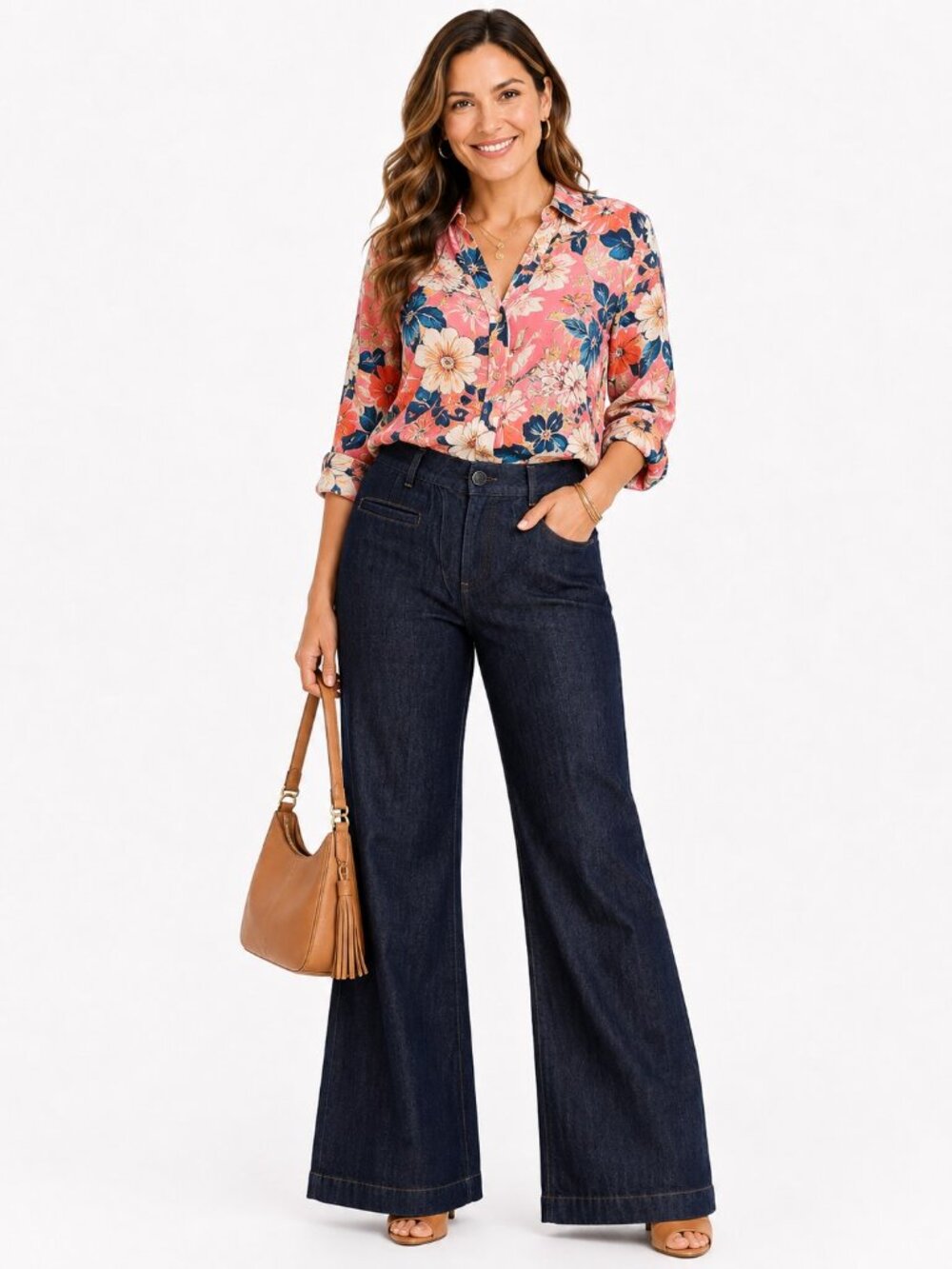 CAbi #183 Dark Indigo High Rise Wide Leg Trouser Jeans Womens 16 NWT